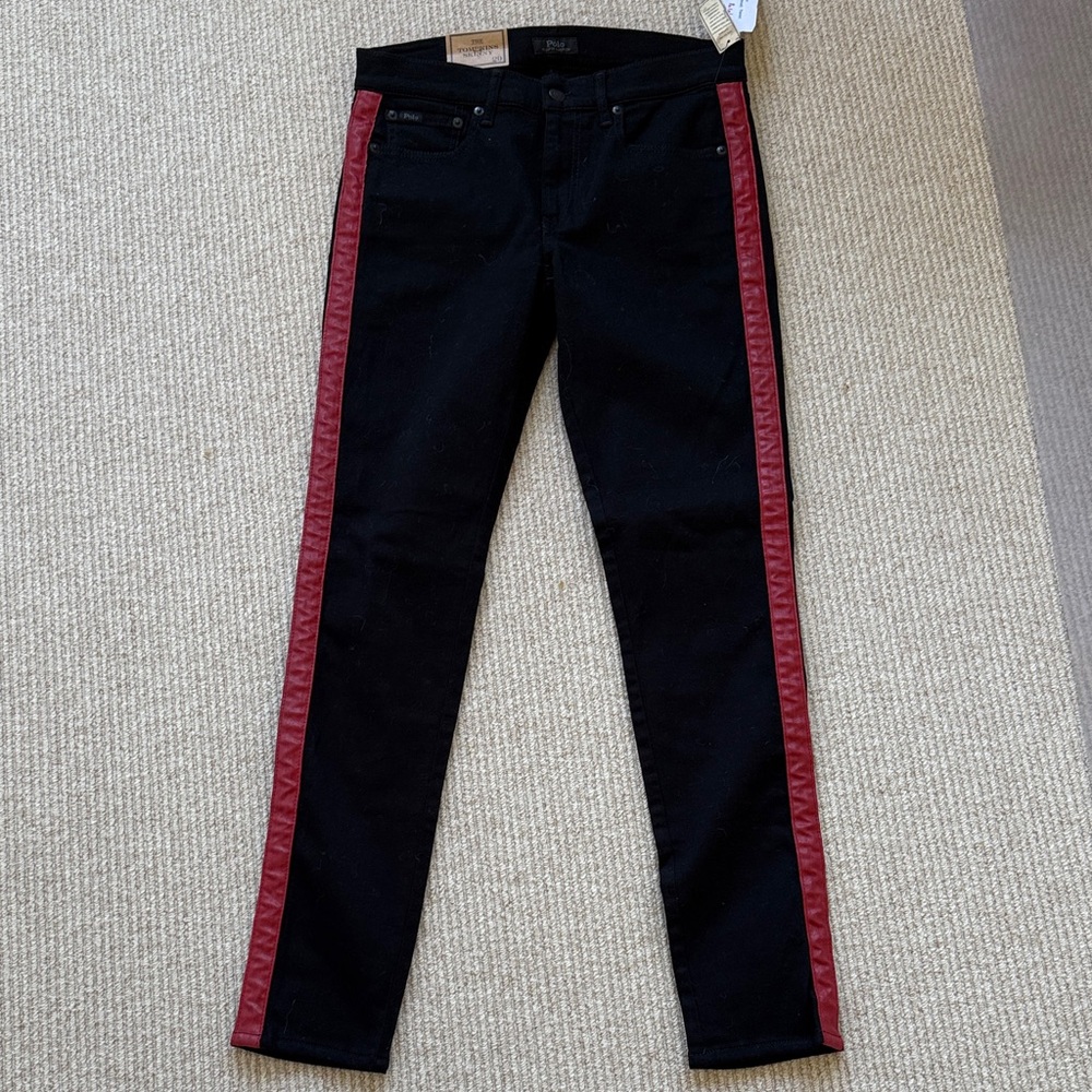 Ralph Lauren Black Jeans with Red Stripes
